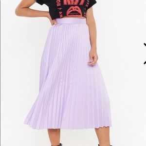 Lilac Pleated Midi Skirt